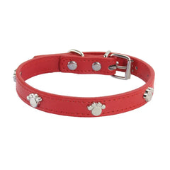 Leather Durable Pet Collars Paw - PeticaDeals