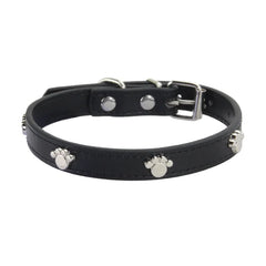 Leather Durable Pet Collars Paw - PeticaDeals