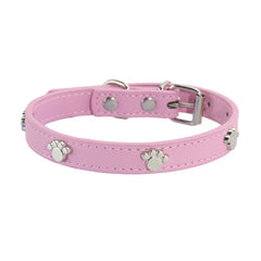 Leather Durable Pet Collars Paw - PeticaDeals