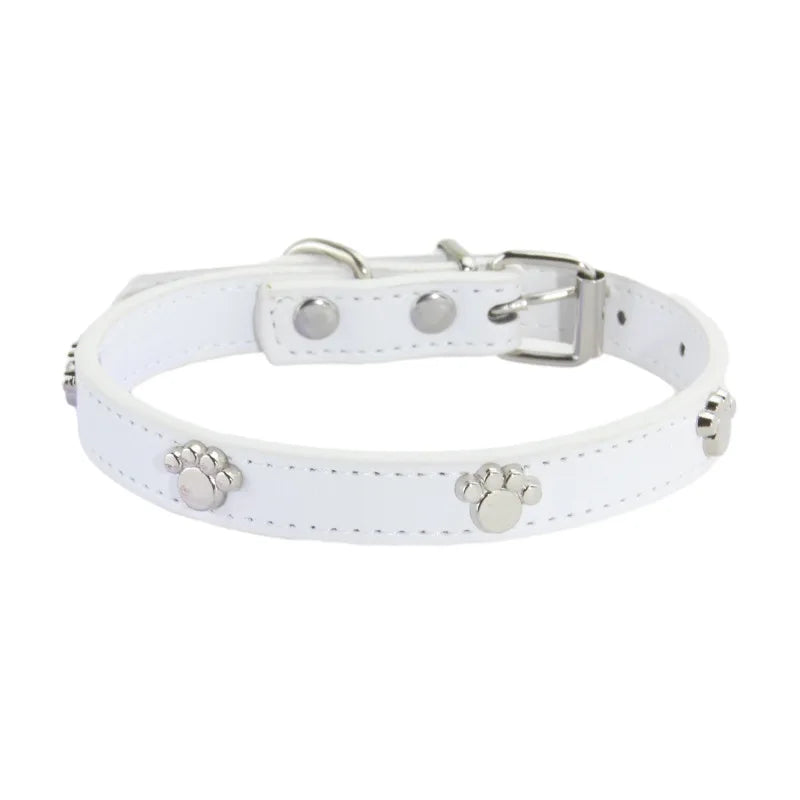 Leather Durable Pet Collars Paw - PeticaDeals