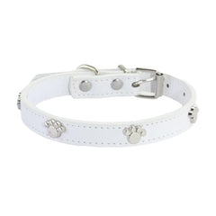 Leather Durable Pet Collars Paw - PeticaDeals