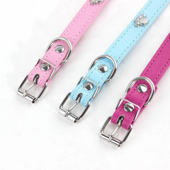 Leather Durable Pet Collars Paw - PeticaDeals