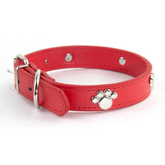 Leather Durable Pet Collars Paw - PeticaDeals