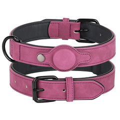 Leather Padded Collar GPS Tracker Holder Collar for Dog Soft - PeticaDeals