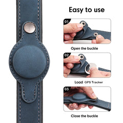 Leather Padded Collar GPS Tracker Holder Collar for Dog Soft - PeticaDeals
