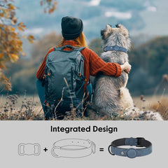 Leather Padded Collar GPS Tracker Holder Collar for Dog Soft - PeticaDeals