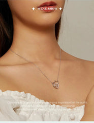 Lovely Cat Heart Chain Necklace For Women 925 Sterling Silver Shiny Zircon Kitty Links Girl Jewelry - PeticaDeals
