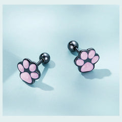 Lovely Pink Cute Pet Paw Studs Clips Girl Unique Jewelry - PeticaDeals