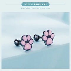 Lovely Pink Cute Pet Paw Studs Clips Girl Unique Jewelry - PeticaDeals