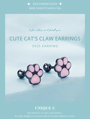 Lovely Pink Cute Pet Paw Studs Clips Girl Unique Jewelry - PeticaDeals