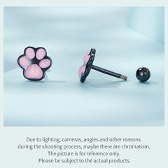 Lovely Pink Cute Pet Paw Studs Clips Girl Unique Jewelry - PeticaDeals