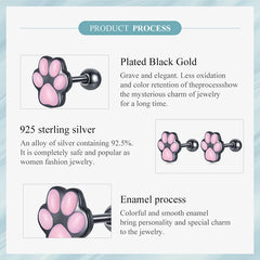 Lovely Pink Cute Pet Paw Studs Clips Girl Unique Jewelry - PeticaDeals