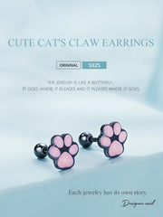 Lovely Pink Cute Pet Paw Studs Clips Girl Unique Jewelry - PeticaDeals