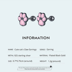 Lovely Pink Cute Pet Paw Studs Clips Girl Unique Jewelry - PeticaDeals