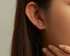 Lovely Pink Cute Pet Paw Studs Clips Girl Unique Jewelry - PeticaDeals