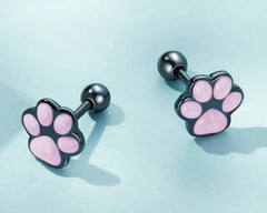 Lovely Pink Cute Pet Paw Studs Clips Girl Unique Jewelry - PeticaDeals
