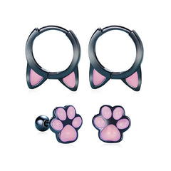 Lovely Pink Cute Pet Paw Studs Clips Girl Unique Jewelry - PeticaDeals
