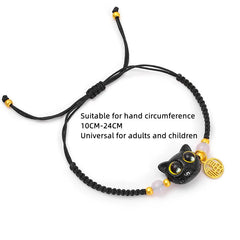 Lucky Blue Big Eye Black Cat Bracelets for Women Handmade Braided Bracelets - PeticaDeals