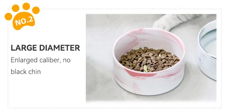 Marbling Cat Ceramics Bowl with Wood Stand - PeticaDeals