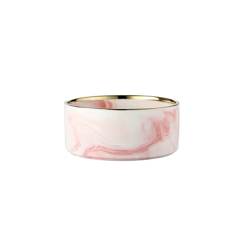 Marbling Cat Ceramics Bowl with Wood Stand - PeticaDeals