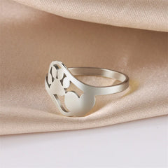 Minimalist Rings Dog Bone Paw Girls Gold Color Stainless Steel Ring Women's - PeticaDeals