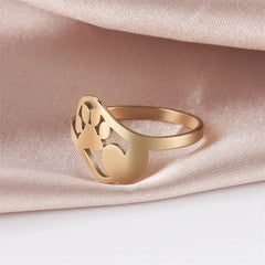 Minimalist Rings Dog Bone Paw Girls Gold Color Stainless Steel Ring Women's - PeticaDeals