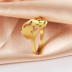 Minimalist Rings Dog Bone Paw Girls Gold Color Stainless Steel Ring Women's - PeticaDeals
