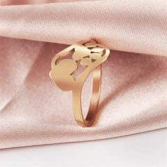 Minimalist Rings Dog Bone Paw Girls Gold Color Stainless Steel Ring Women's - PeticaDeals