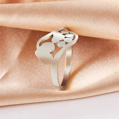 Minimalist Rings Dog Bone Paw Girls Gold Color Stainless Steel Ring Women's - PeticaDeals