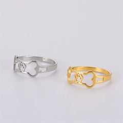 Minimalist Rings Dog Bone Paw Girls Gold Color Stainless Steel Ring Women's - PeticaDeals