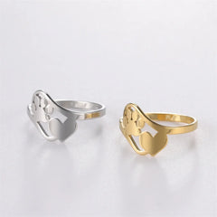 Minimalist Rings Dog Bone Paw Girls Gold Color Stainless Steel Ring Women's - PeticaDeals