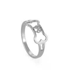 Minimalist Rings Dog Bone Paw Girls Gold Color Stainless Steel Ring Women's - PeticaDeals