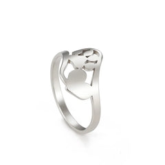 Minimalist Rings Dog Bone Paw Girls Gold Color Stainless Steel Ring Women's - PeticaDeals