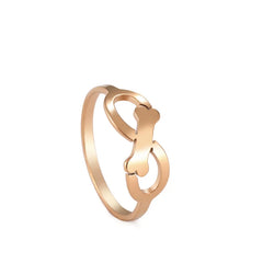 Minimalist Rings Dog Bone Paw Girls Gold Color Stainless Steel Ring Women's - PeticaDeals