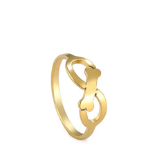 Minimalist Rings Dog Bone Paw Girls Gold Color Stainless Steel Ring Women's - PeticaDeals
