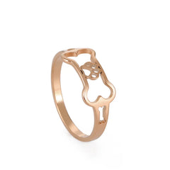 Minimalist Rings Dog Bone Paw Girls Gold Color Stainless Steel Ring Women's - PeticaDeals