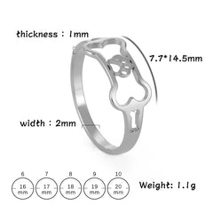 Minimalist Rings Dog Bone Paw Girls Gold Color Stainless Steel Ring Women's - PeticaDeals