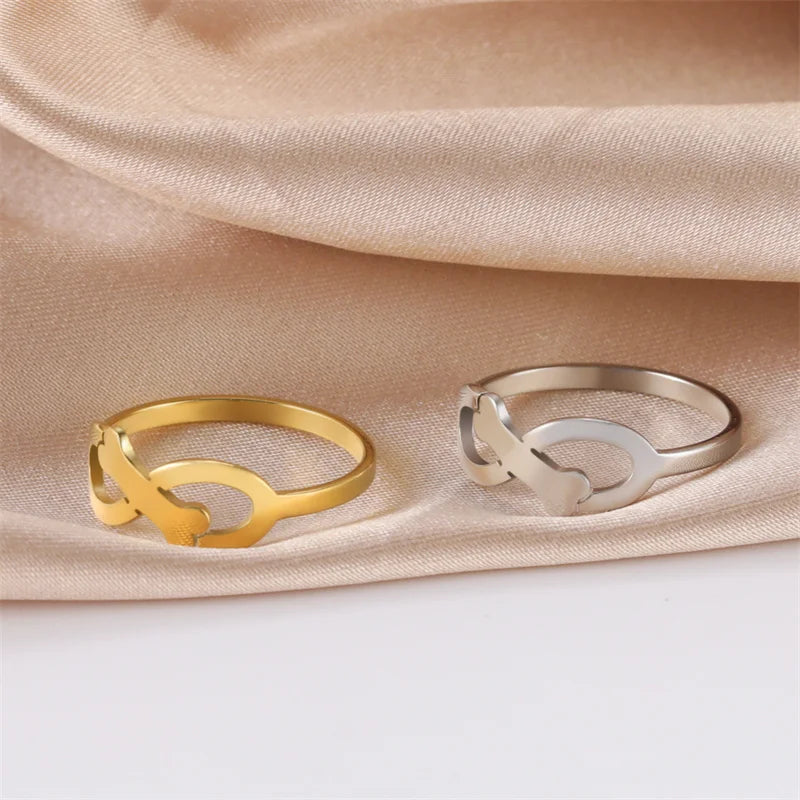 Minimalist Rings Dog Bone Paw Girls Gold Color Stainless Steel Ring Women's - PeticaDeals