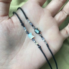 Natural Moonstone Bracelet Couple Friends Cute Cat Obsidian Charms Black Red - PeticaDeals