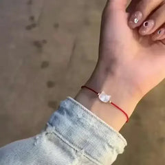 Natural Moonstone Bracelet Couple Friends Cute Cat Obsidian Charms Black Red - PeticaDeals