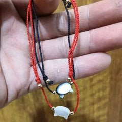 Natural Moonstone Bracelet Couple Friends Cute Cat Obsidian Charms Black Red - PeticaDeals
