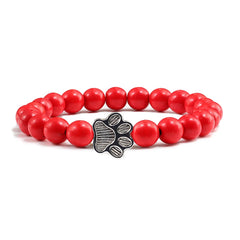Nature Stone Elasticity Yoga Bead Bangle Pet Cat Paw Charm Women & Men - PeticaDeals