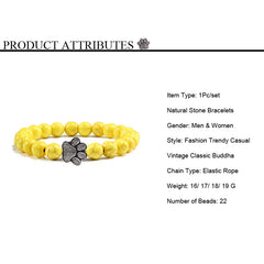 Nature Stone Elasticity Yoga Bead Bangle Pet Cat Paw Charm Women & Men - PeticaDeals