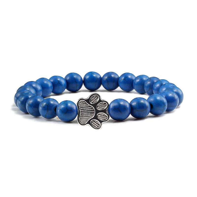 Nature Stone Elasticity Yoga Bead Bangle Pet Cat Paw Charm Women & Men - PeticaDeals