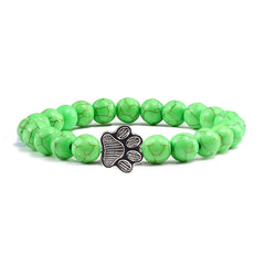 Nature Stone Elasticity Yoga Bead Bangle Pet Cat Paw Charm Women & Men - PeticaDeals