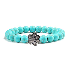 Nature Stone Elasticity Yoga Bead Bangle Pet Cat Paw Charm Women & Men - PeticaDeals