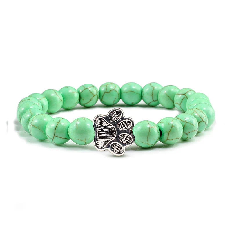 Nature Stone Elasticity Yoga Bead Bangle Pet Cat Paw Charm Women & Men - PeticaDeals