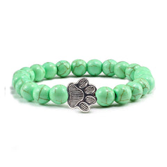 Nature Stone Elasticity Yoga Bead Bangle Pet Cat Paw Charm Women & Men - PeticaDeals