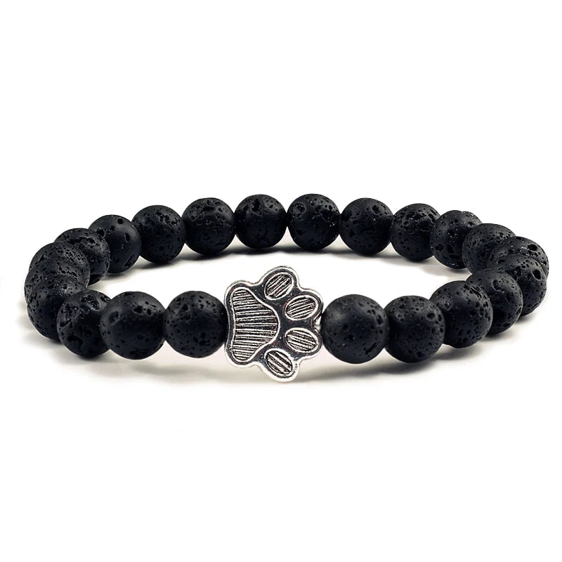 Nature Stone Elasticity Yoga Bead Bangle Pet Cat Paw Charm Women & Men - PeticaDeals