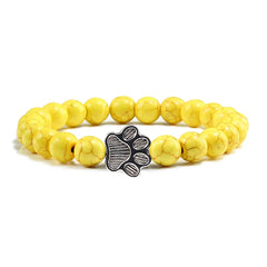 Nature Stone Elasticity Yoga Bead Bangle Pet Cat Paw Charm Women & Men - PeticaDeals
